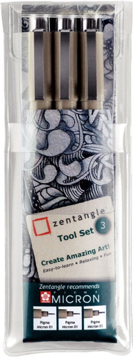 Sakura Zentangle Pigma Micron Fineliners, 3 stuks.
