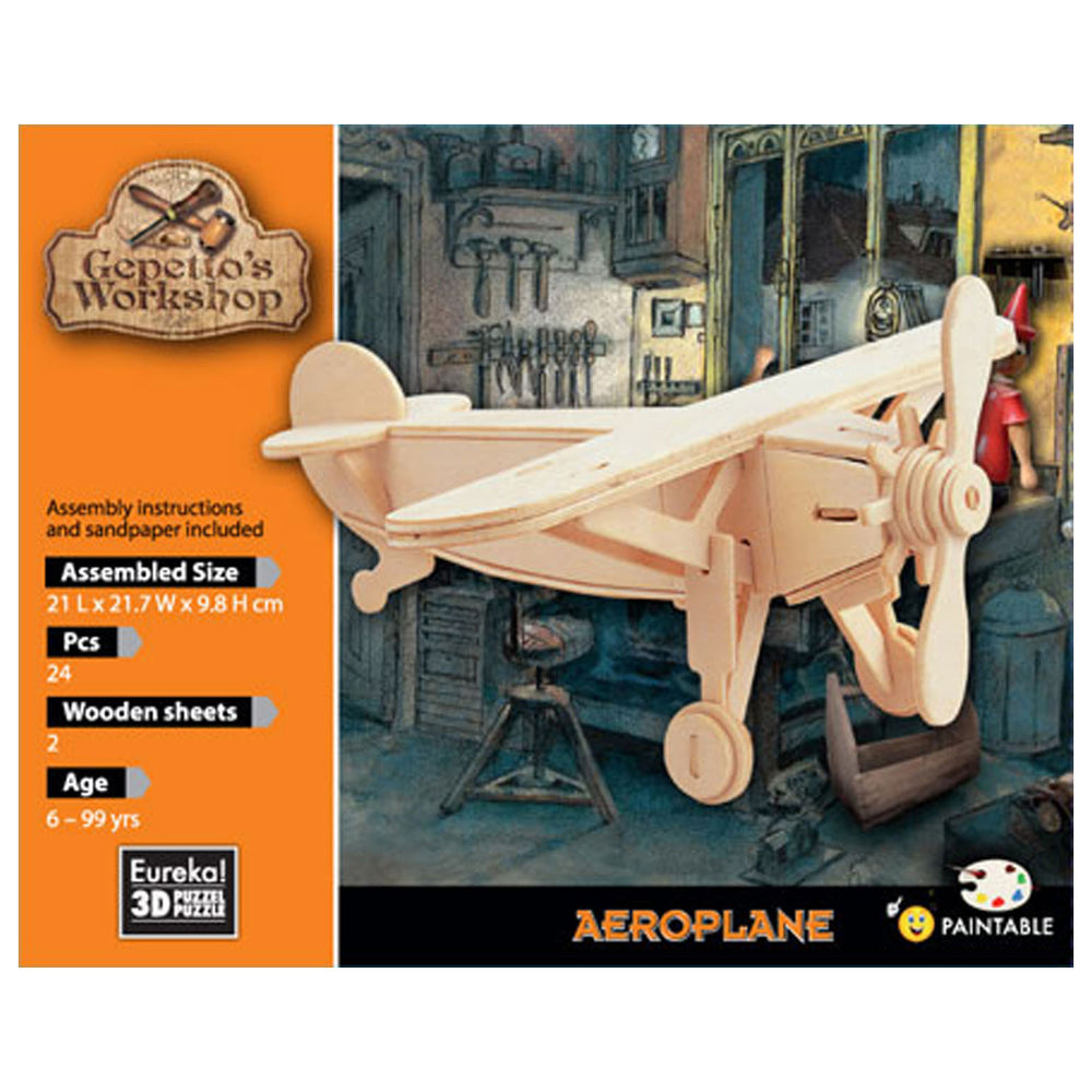 Eureka gepetto's workshop houten bouwpakket 3d - vliegtuig