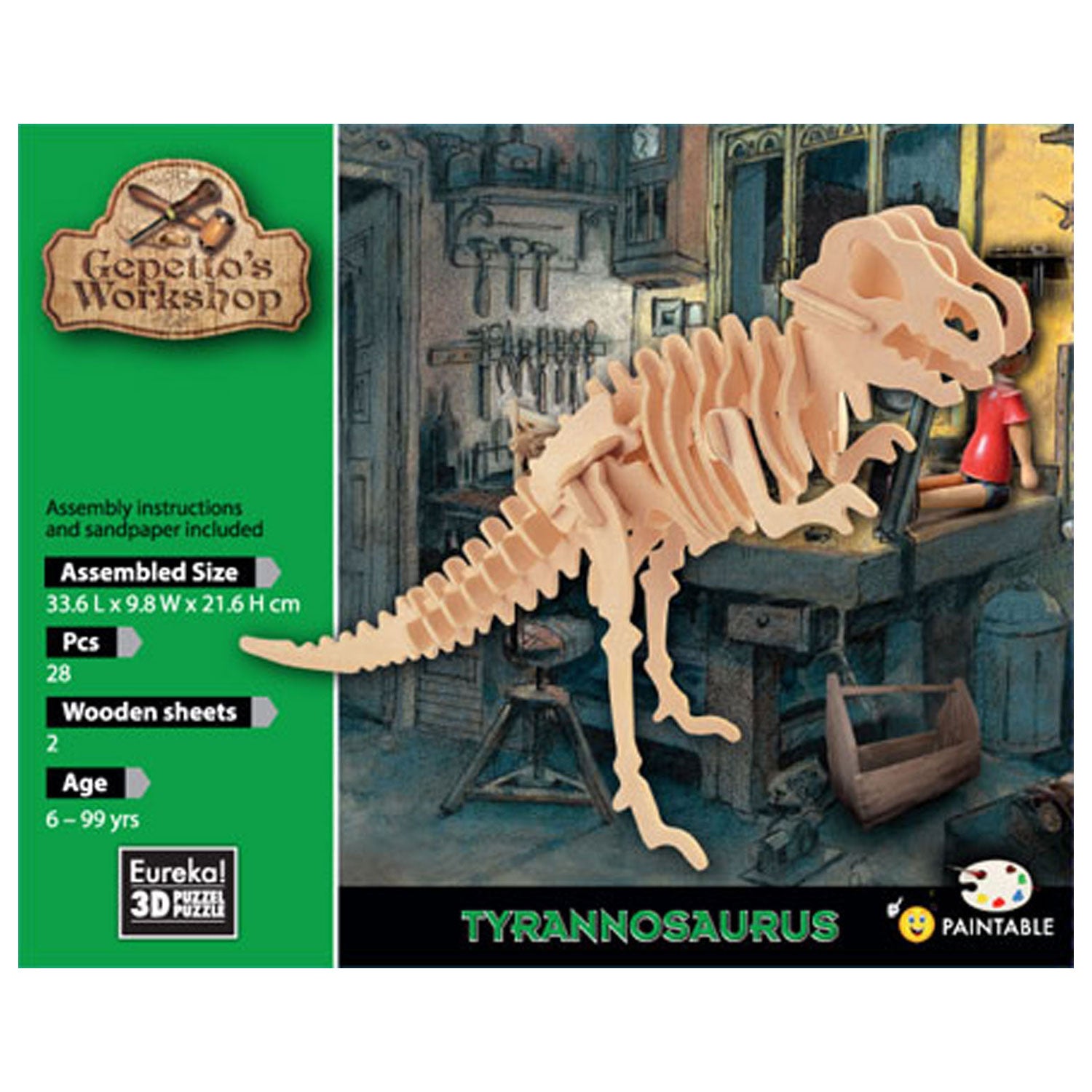 Gepetto's Werkplaats Houten Bouwpakket 3D - Tyrannosaurus