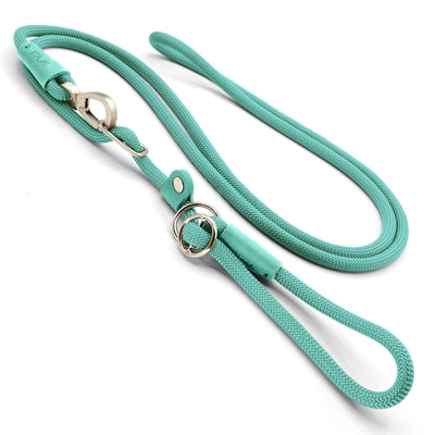 Morso hondenriem retrieverlijn handsfree zacht touw gerecycled aquamarijn
