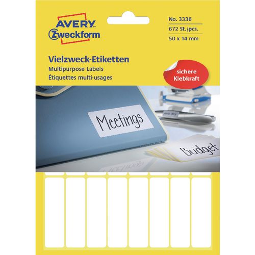 Avery universele etiketten zweckform 3336 50x14mm wit
