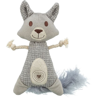 Trixie wasbeer xxl pluche stof met veer met kattenkruid