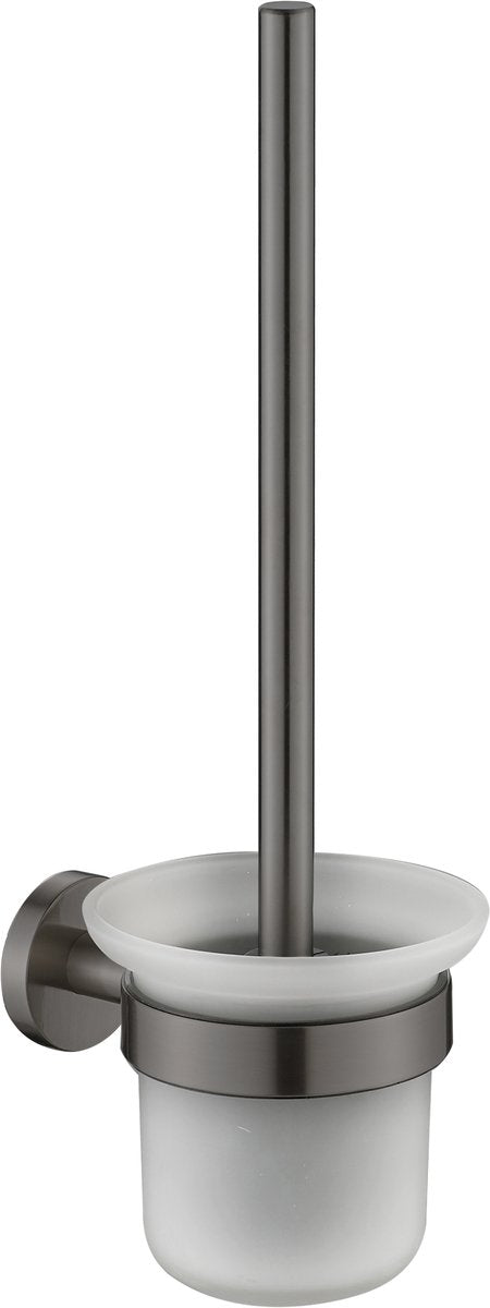 Plieger vigo wc borstel – toiletborstel met houder glas – wandhouder – 10 jaar garantie – geborsteld gunmetal