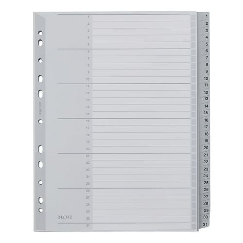 Tabbladen leitz grijs 1 tot 31 a4 polypropyleen