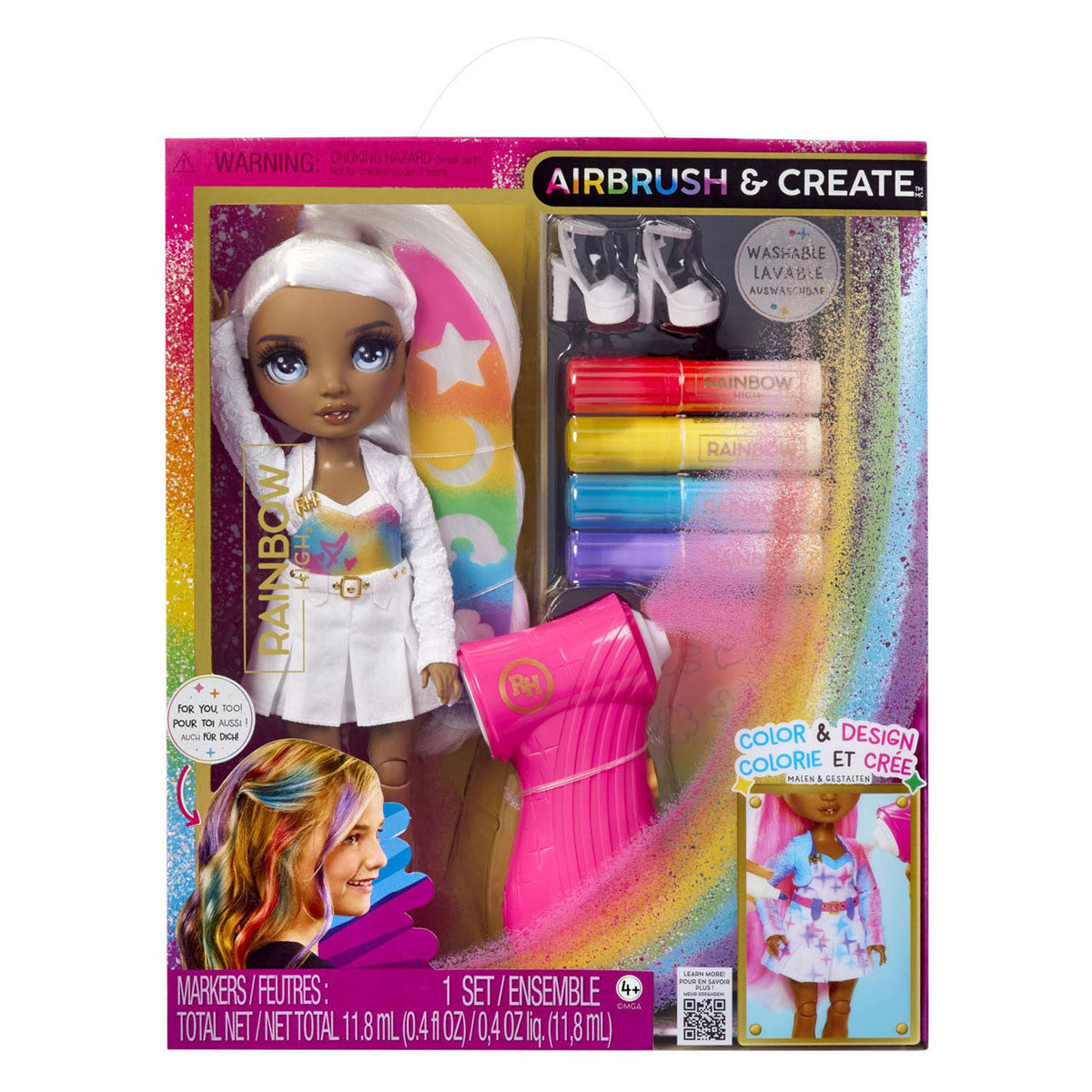 Rainbow high airbrush create pop met grijze ogen