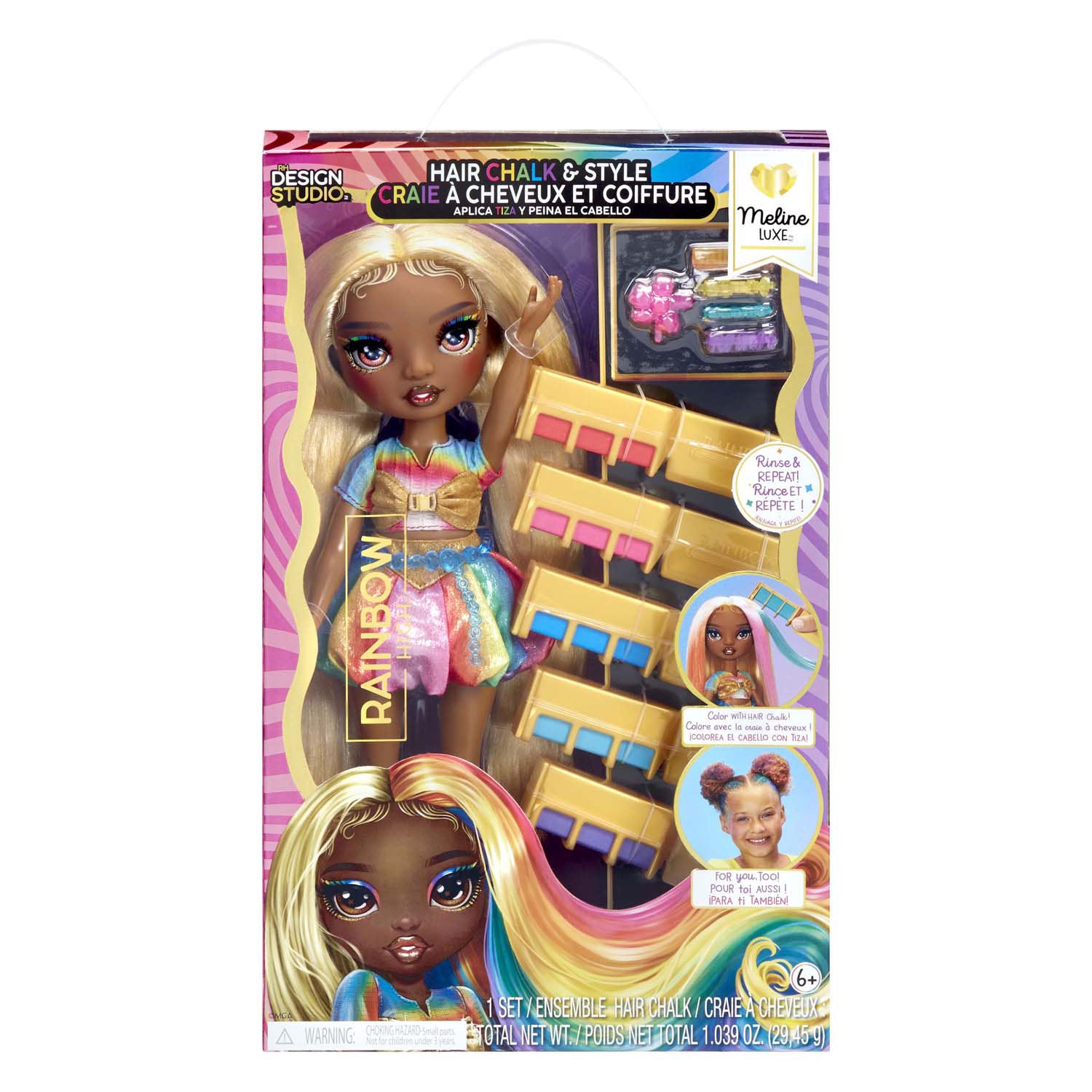 Mga entertainment regenboog hoog modepop met haarkrijt - meline goud