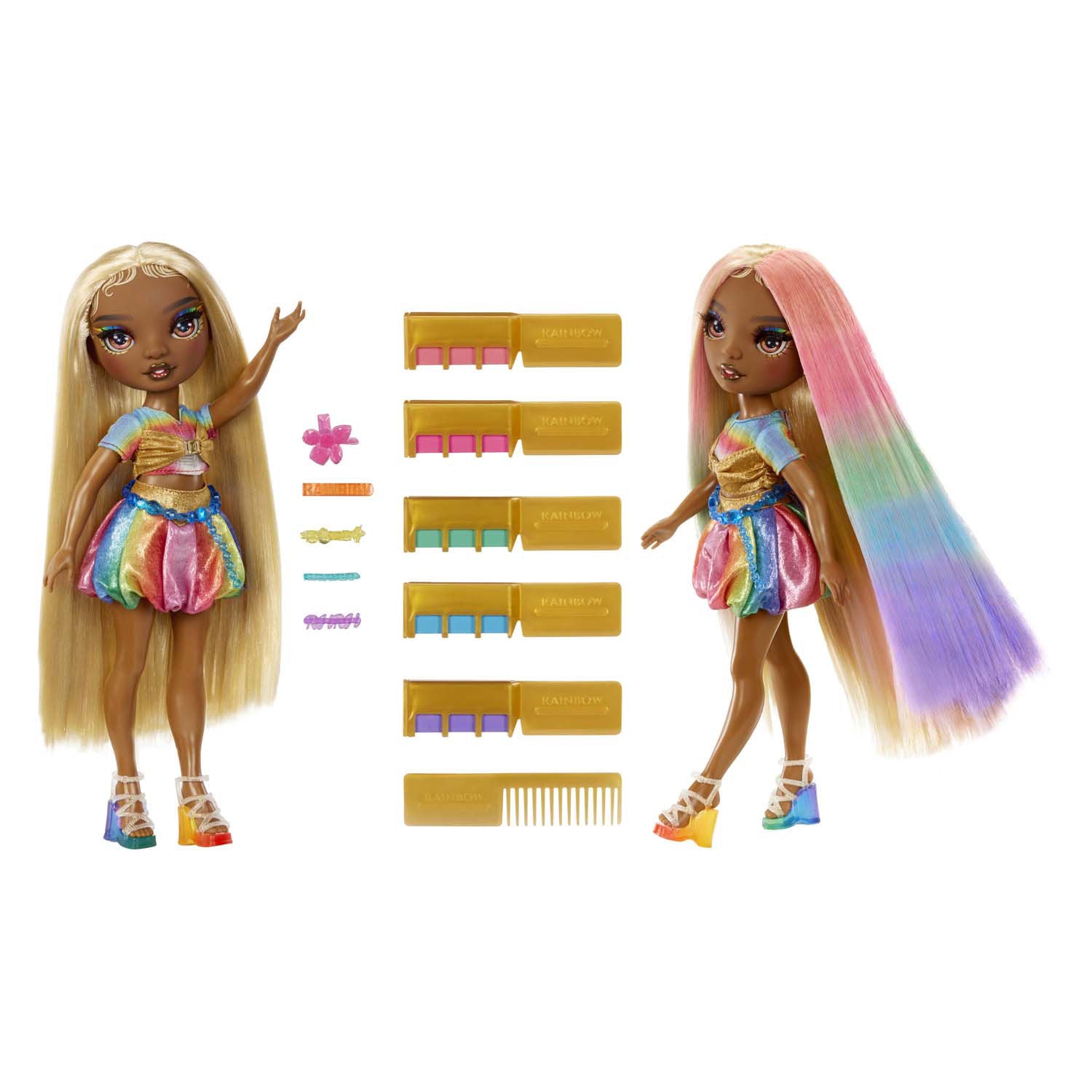 Mga entertainment regenboog hoog modepop met haarkrijt - meline goud