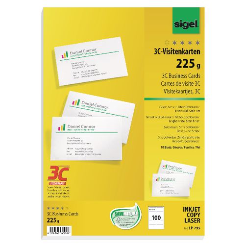 Visitekaartjes sigel 3c 225 g m² wit
