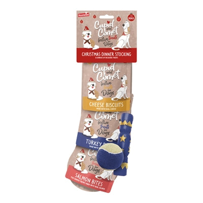 Cupido komeet kerstdiner kerstsok hond