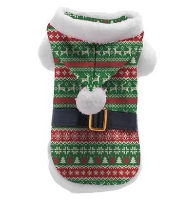 Plentygifts kerst hondenjas gestreept print rood groen