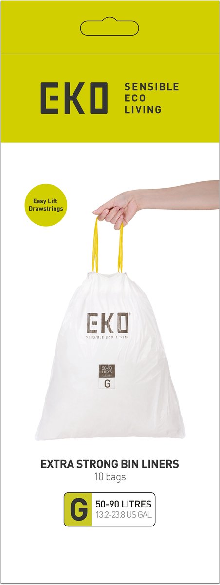 Eko - afvalzakken type g 50-90 liter - 6 rol x 10 zakken - wit