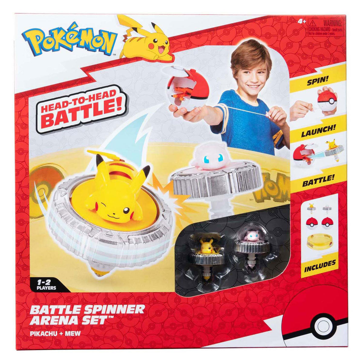 Jazwares pokémon battle spinners met stadion pikachu en mew speelset