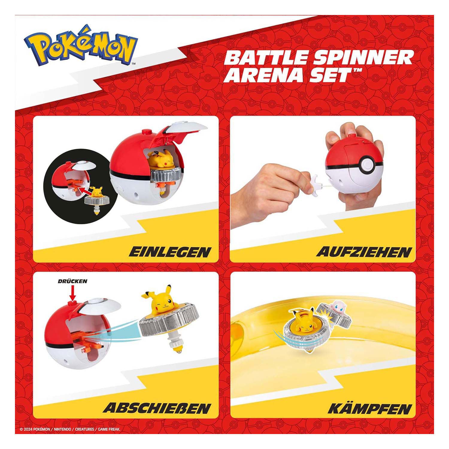 Jazwares pokémon battle spinners met stadion pikachu en mew speelset