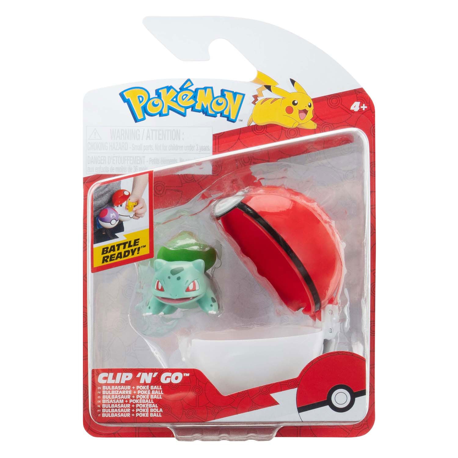 Jazwares pokémon - clip n go bulbasaur met pokébal