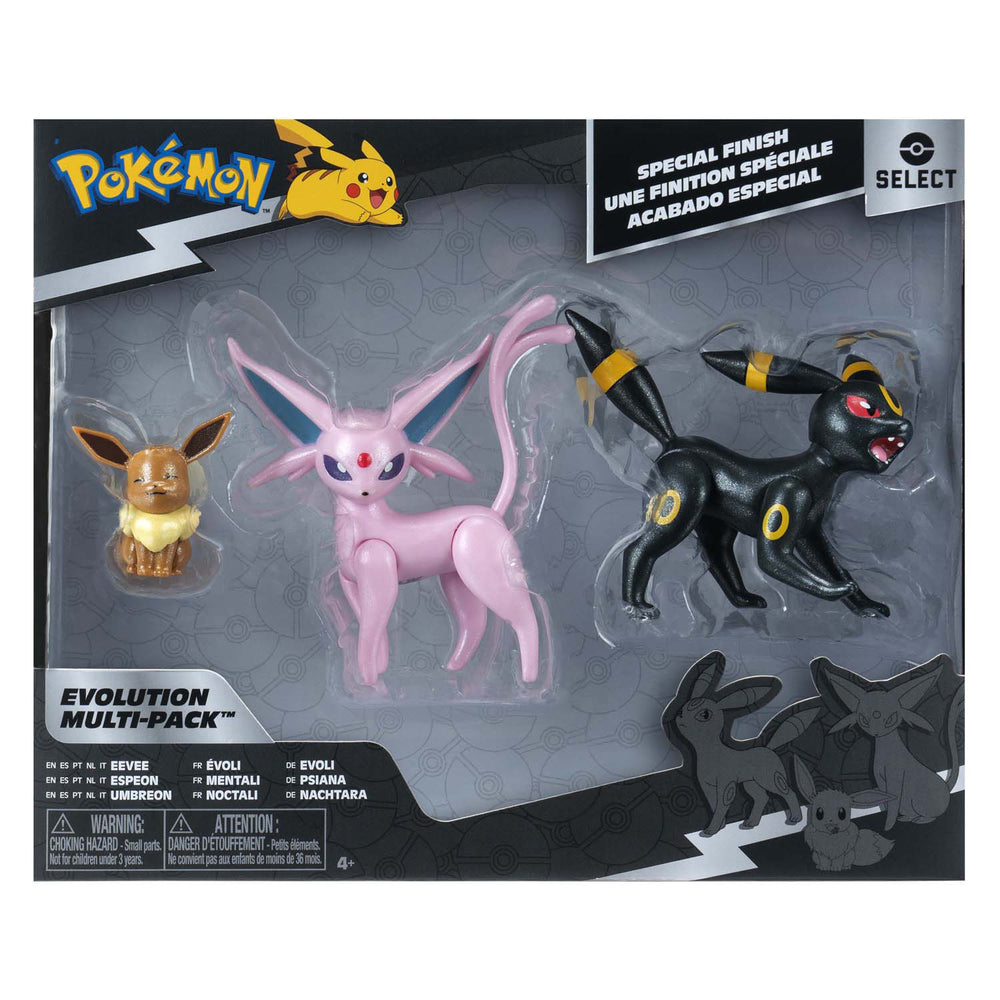 Jazwares pokémon evolution multipacks - eevee, umbreon espeon