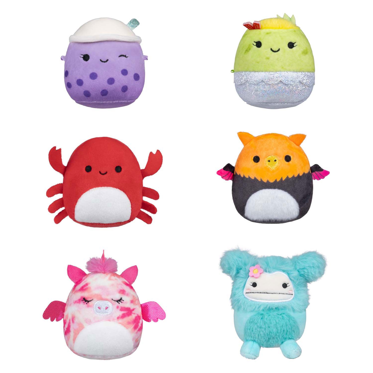 Squishmallows knuffel pluche micromallows - myrnam henley, carlos, anjara, joelle, poplina, 6-pack