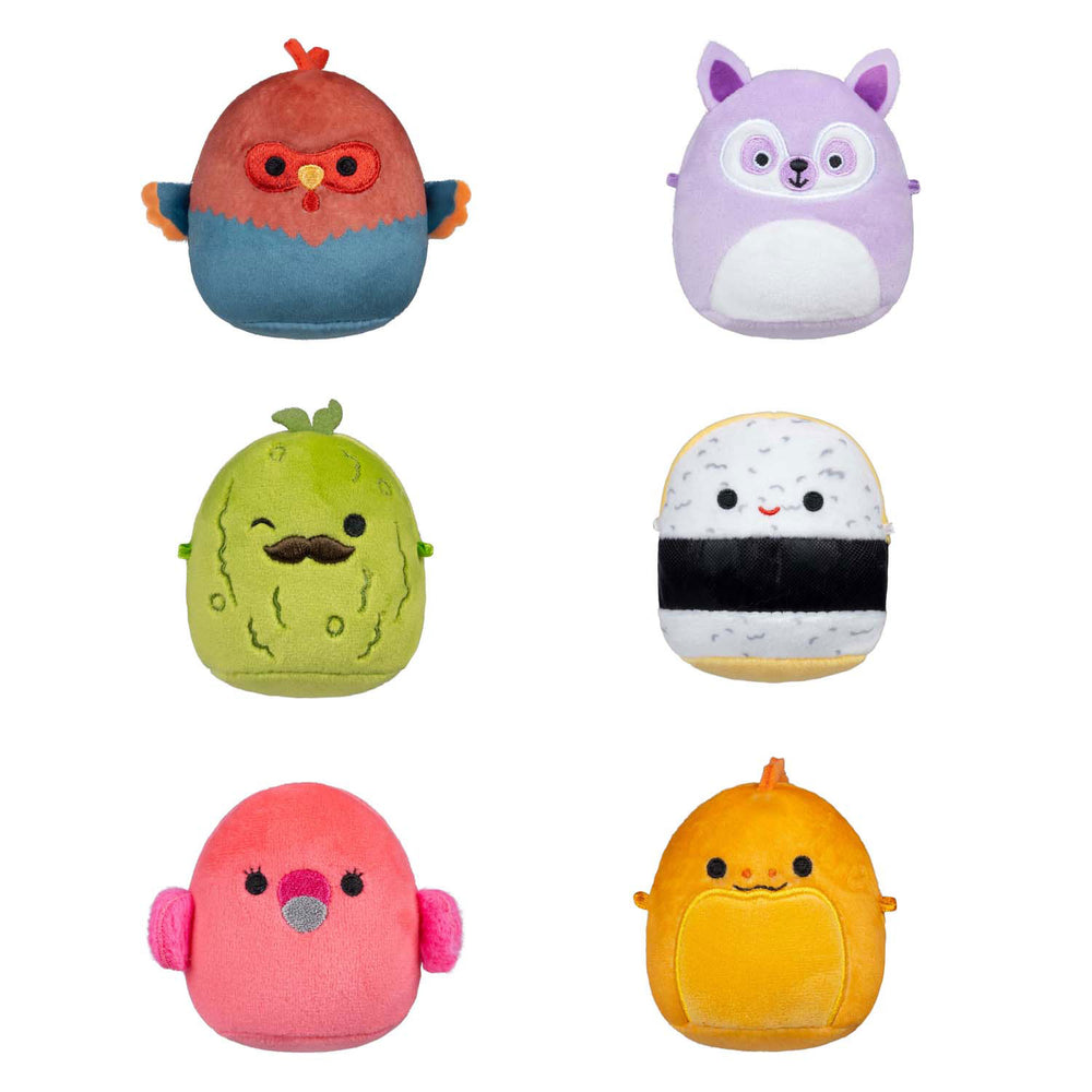 Squishmallows knuffel pluche micromallows - charles, onel, mo, cookie, reed, layla, 6-pack