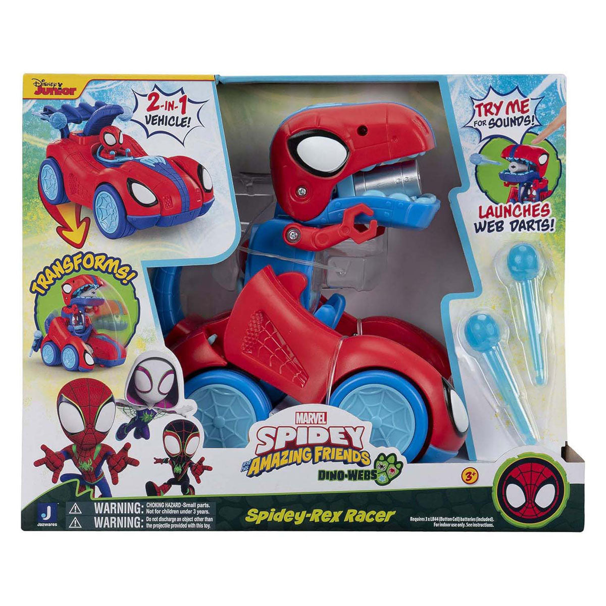 Jazwares spidey and amazing friends - spidey-rex racevoertuig