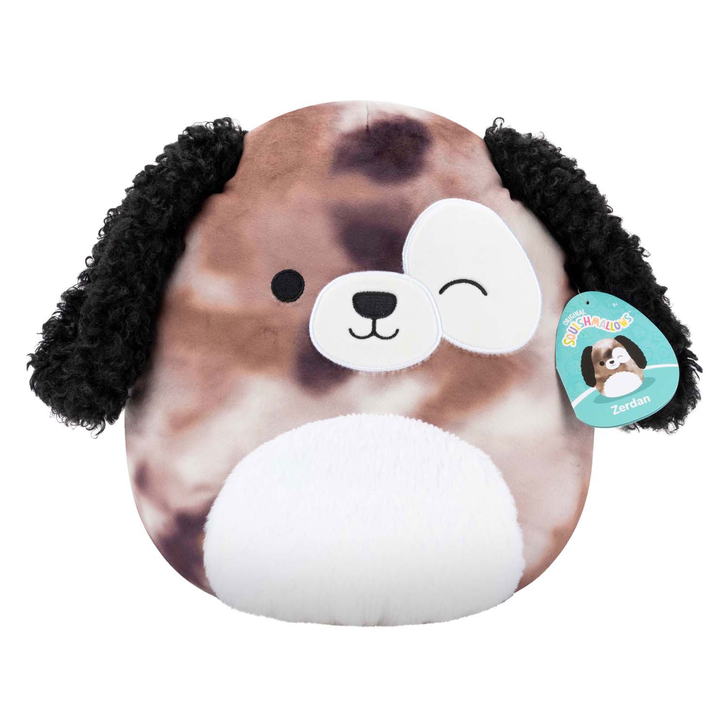 Squishmallows knuffel pluche - zerdan bruine marmer hond, 30cm