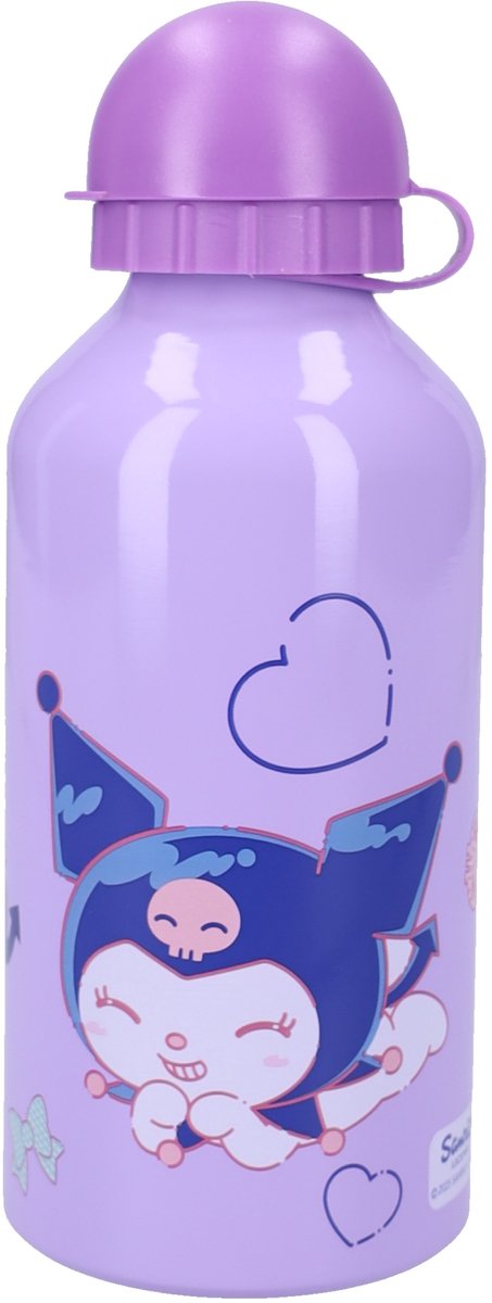 Hello kitty and friends kuromi really refreshing - schoolbeker en drinkfles - 500ml - aluminium - paars