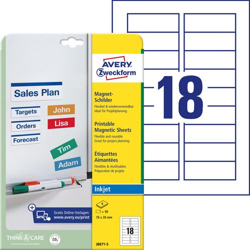 Magnetische etiketten avery zweckform wit
