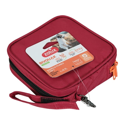 Zolux bvk 2in1 opvouwbare voerbak en drinkbak rood