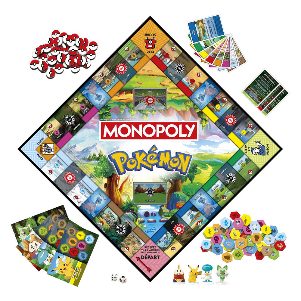 Monopoly édition pokémon, jeu de plateau pour enfants et fans de pokémon, jeux familiaux, à partir de 8 ans