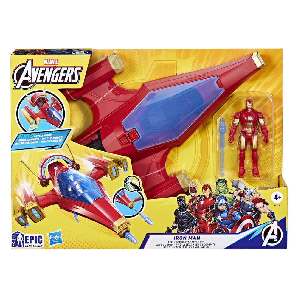 Hasbro avengers epic hero series iron man repulsor blast battle jet