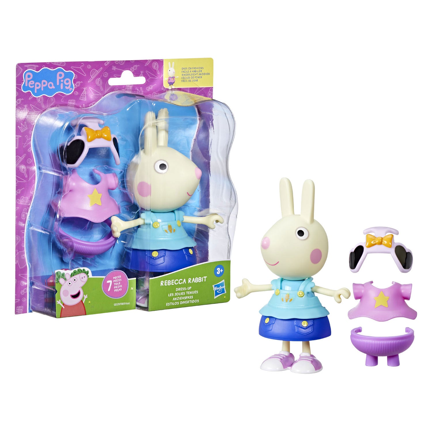 Hasbro peppa pig-speelgoed kelly konijn-aankleedfiguur van 15 cm, met 6 modeaccessoires, peuterspeelgoed, 3+