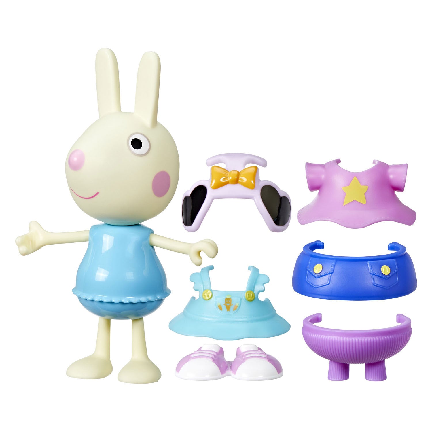 Hasbro peppa pig-speelgoed kelly konijn-aankleedfiguur van 15 cm, met 6 modeaccessoires, peuterspeelgoed, 3+