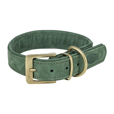 Trixie halsband hond pure leer saliegroen