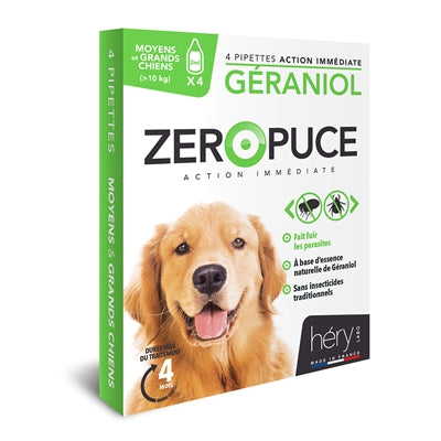 Hery zeropuce vlooiendruppels hond geraniol zonder chemicalien