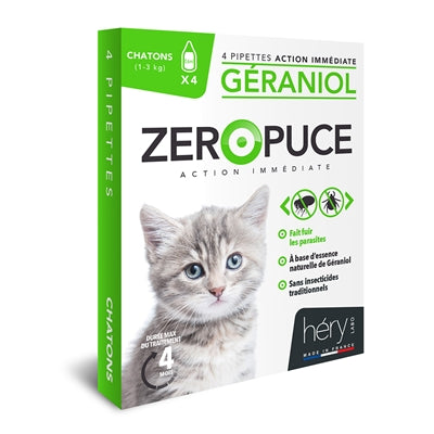 Hery zeropuce vlooiendruppels kitten geraniol zonder chemicalien