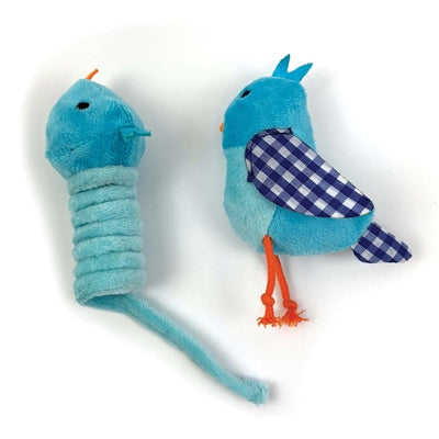 Happy pet tabby patch vogel blauw