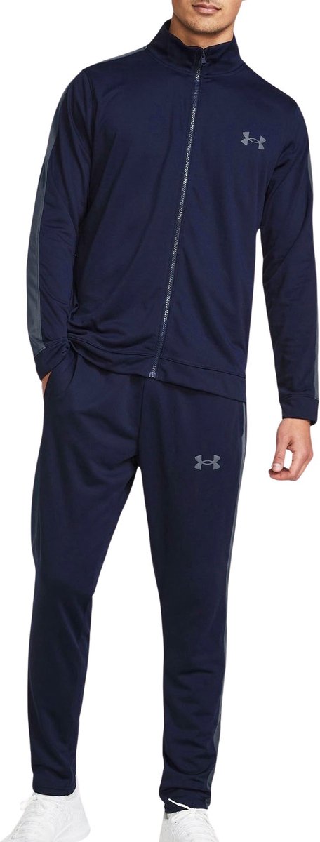 Under armour ua rival knit track suit-blu heren trainingspak - midnight navy - grijs m