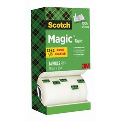 Scotch value pack: 12 x ® magic™ tape, kartonnen toren, 19 mm x 33 m + 2 rol gratis