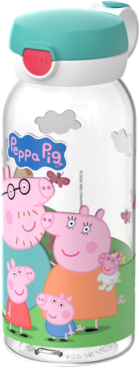 Mepal drinkfles met flipdop campus - 600 ml - waterfles kinderen - lekdicht - hygiënische deksel - peppa pig