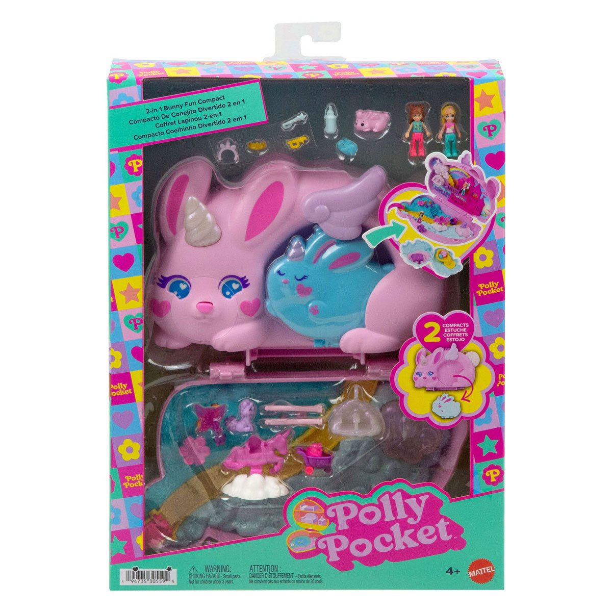 Polly pocket 2-in-1 konijntjesplezier - tasje met compacte speelset