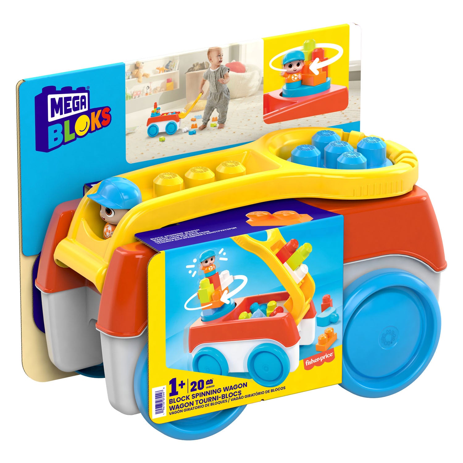 Mega Bloks - Blokken draaien Bolderkar met Bouwblokken