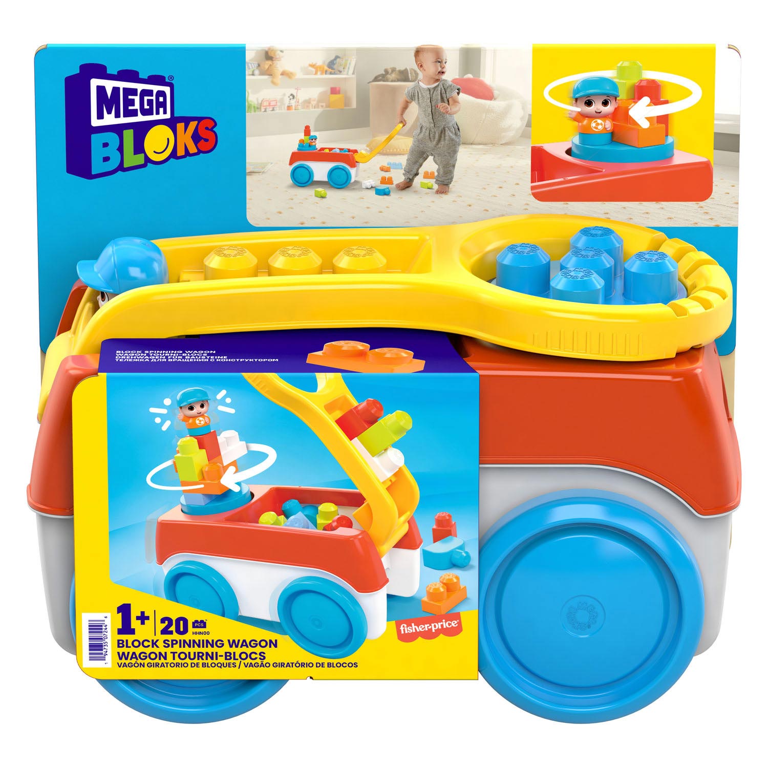Mega Bloks - Blokken draaien Bolderkar met Bouwblokken