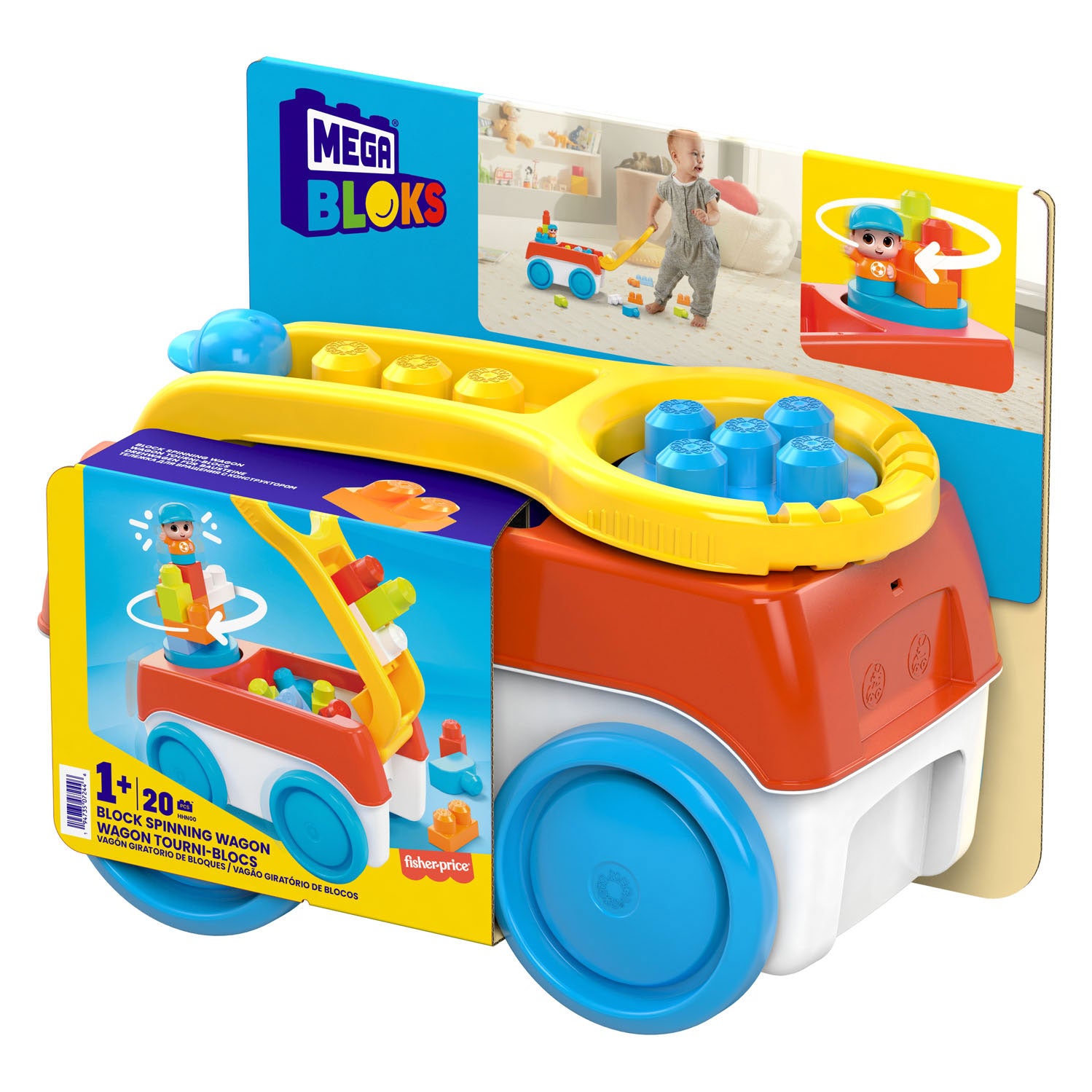 Mega Bloks - Blokken draaien Bolderkar met Bouwblokken