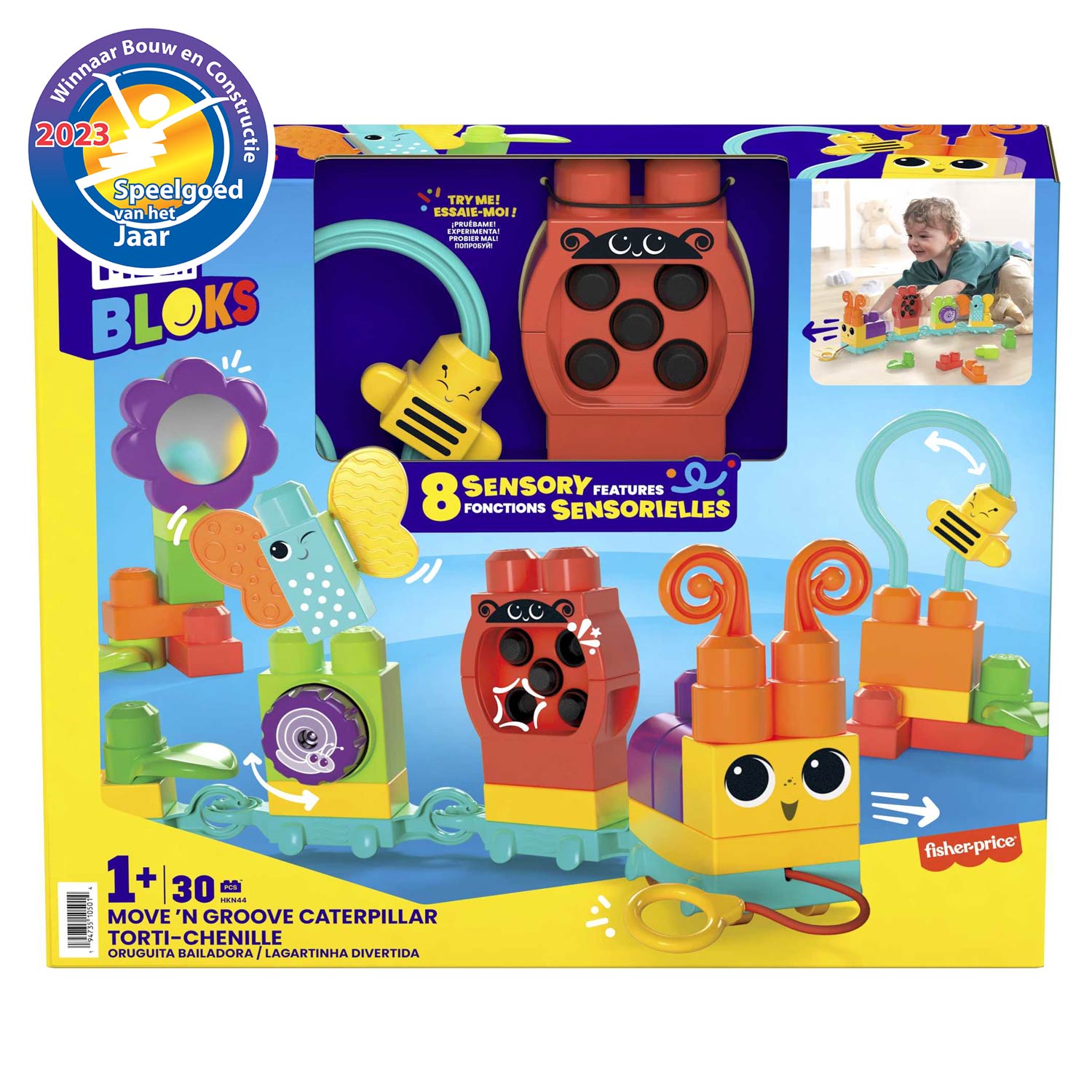 Mega Bloks Move'N Groove Caterpillar Bouwset, 30dlg.