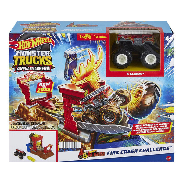 Hot Wheels Monster Trucks Arena Smash 5 Alarm Fire Crash Playset