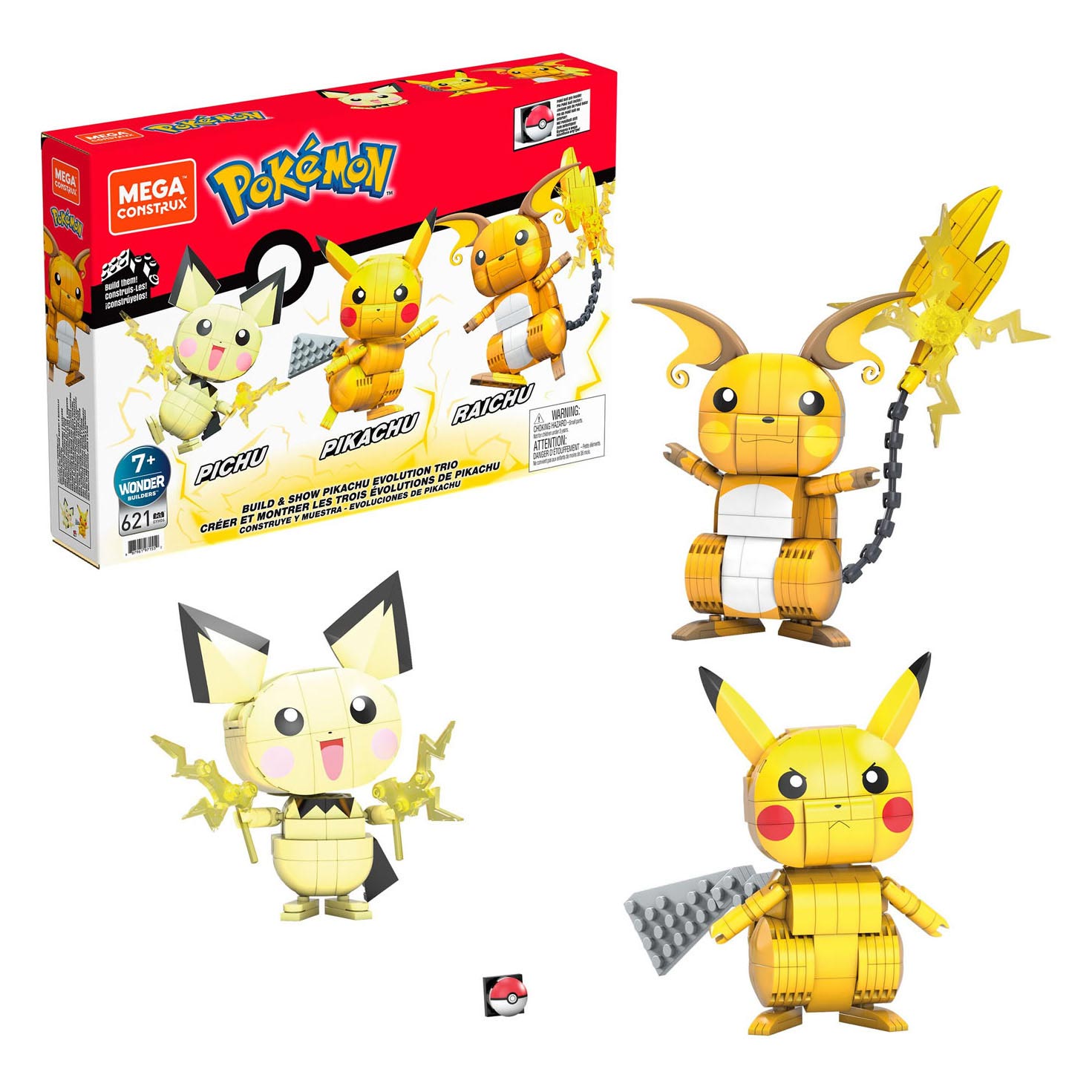 Mega Construx Pokemon Bouwset - Bouw en toon Pikachu Evolution Trio