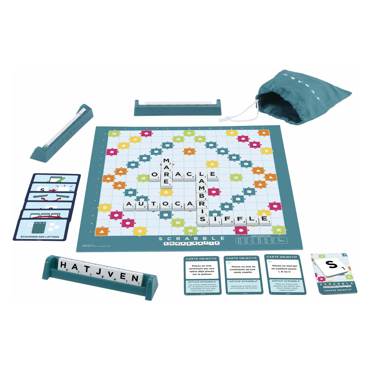 Mattel games scrabble together - bordspel - 2 jeux en 1 - franstlig