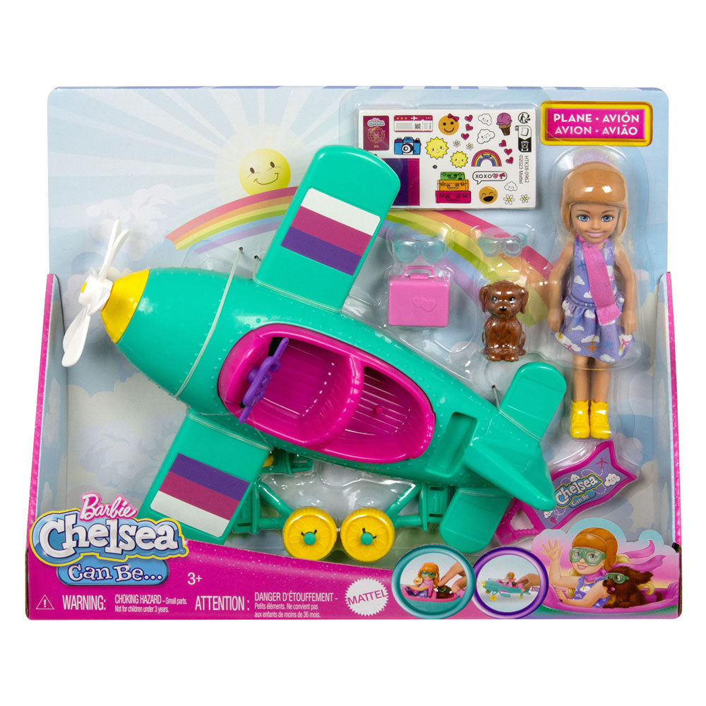 Mattel barbie chelsea modepop met vliegtuig