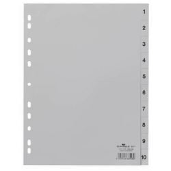 Numerieke tabbladen durable 6511 10 tabs 11 gaten grijs
