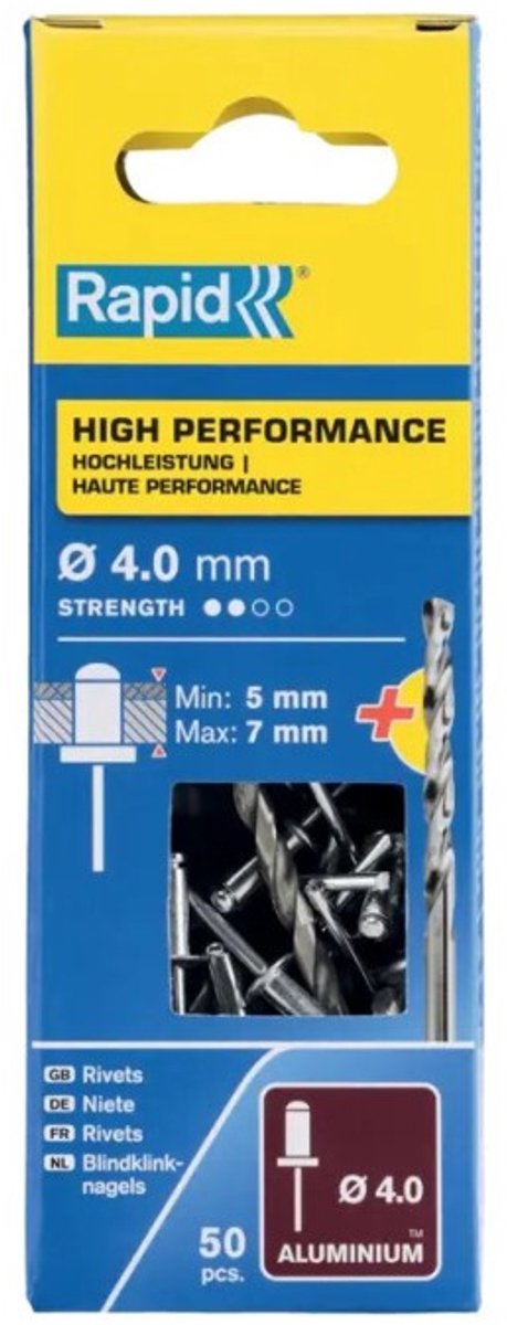 Rapid klinknagels 5001459 boor ø 4 x 10 mm aluminium (50 stuks)