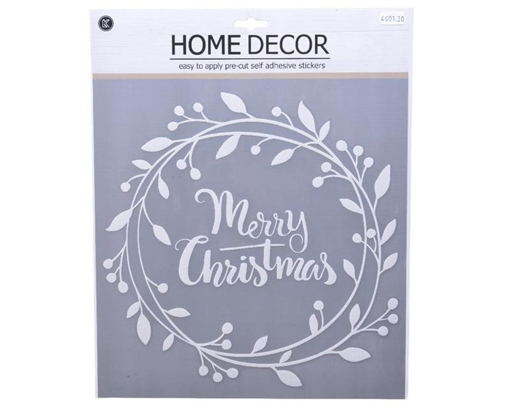 Decoris raamdecoratie krans 30,5x31,5cm wit