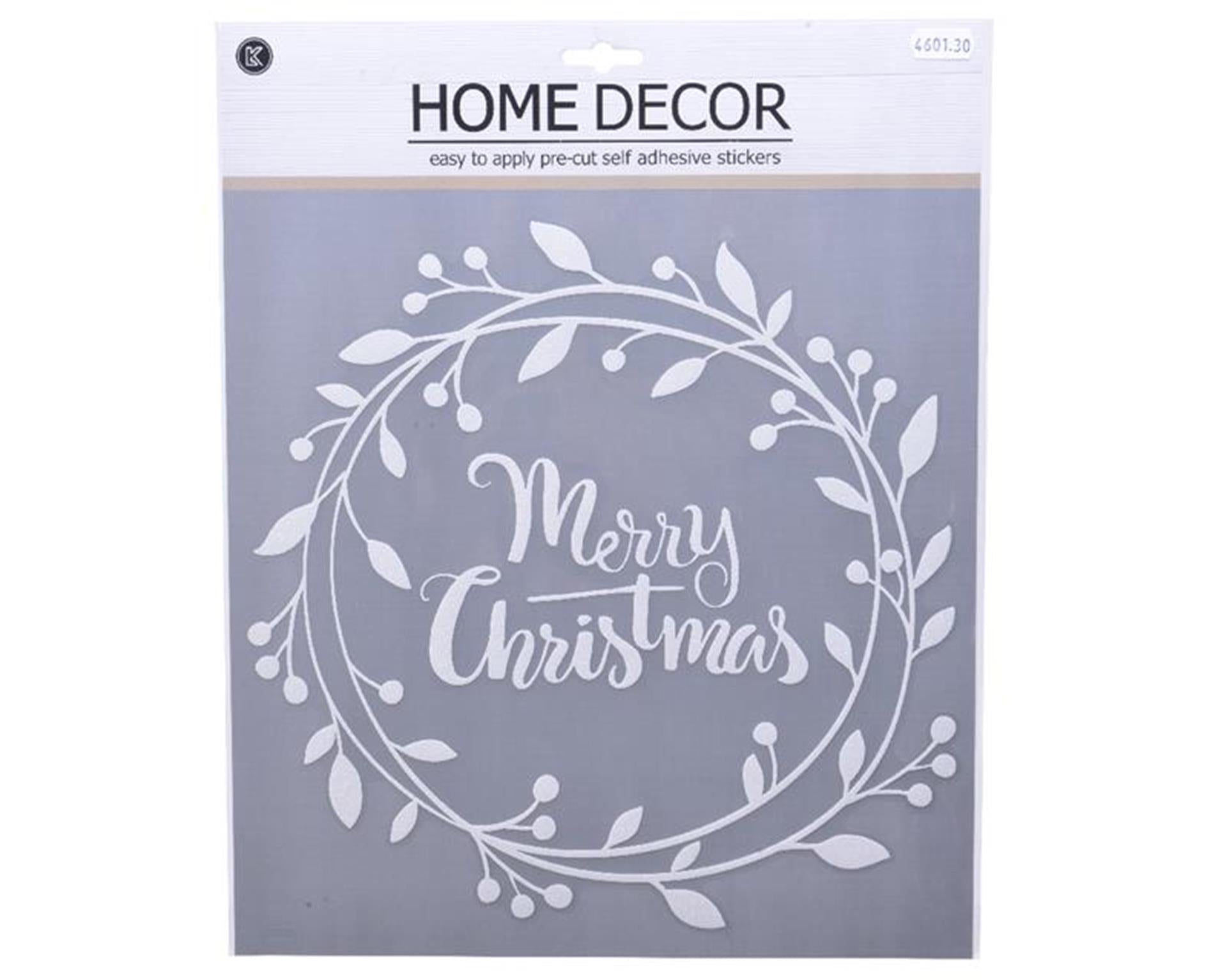 Decoris raamdecoratie krans 30,5x31,5cm wit